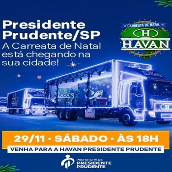Carretas da Havan levam a magia do Natal às ruas de Prudente sábado no sábado (29)